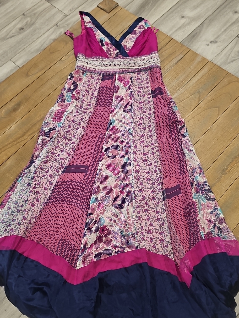 Monsoon Satin Dress in Deep Magenta